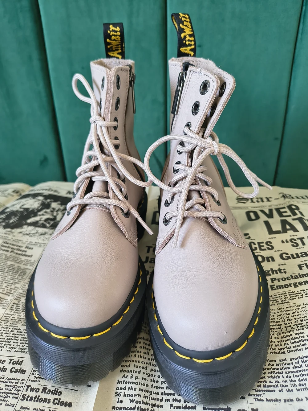 Dr. Martens Pink Platform Lace-Up Boots